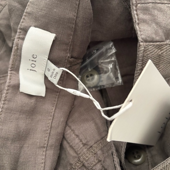 NWT Joie Women's Size 0 Green Telutci Cargo 100% Linen Pants - Picture 4 of 6